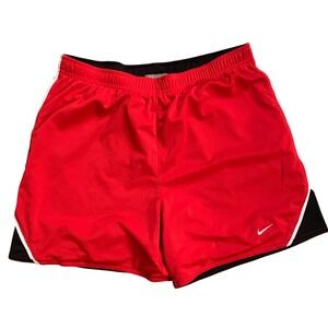 vintage y2k Nike Mens Red Black Athletic Running Shorts Size M Elastic Waist